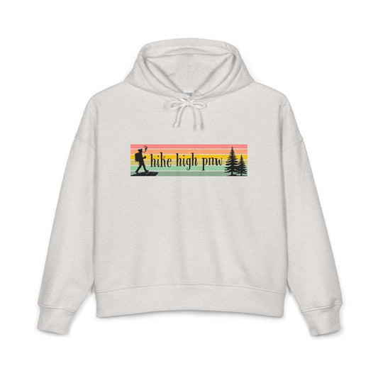 Hiking Stoner Vibes Women's Organic Hoodie β "Hike High Pnw" Retro Sunset Design
