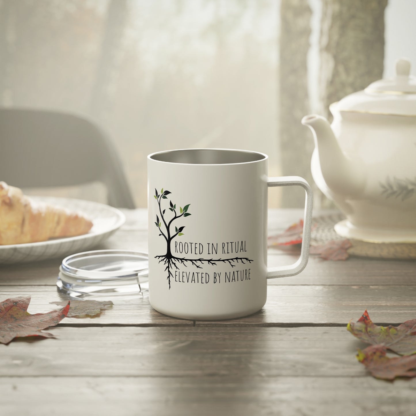 Insulated Coffee Mug 10oz — Rooted in Ritual Elevated by Nature | Stoner Nature Lover Travel Mug