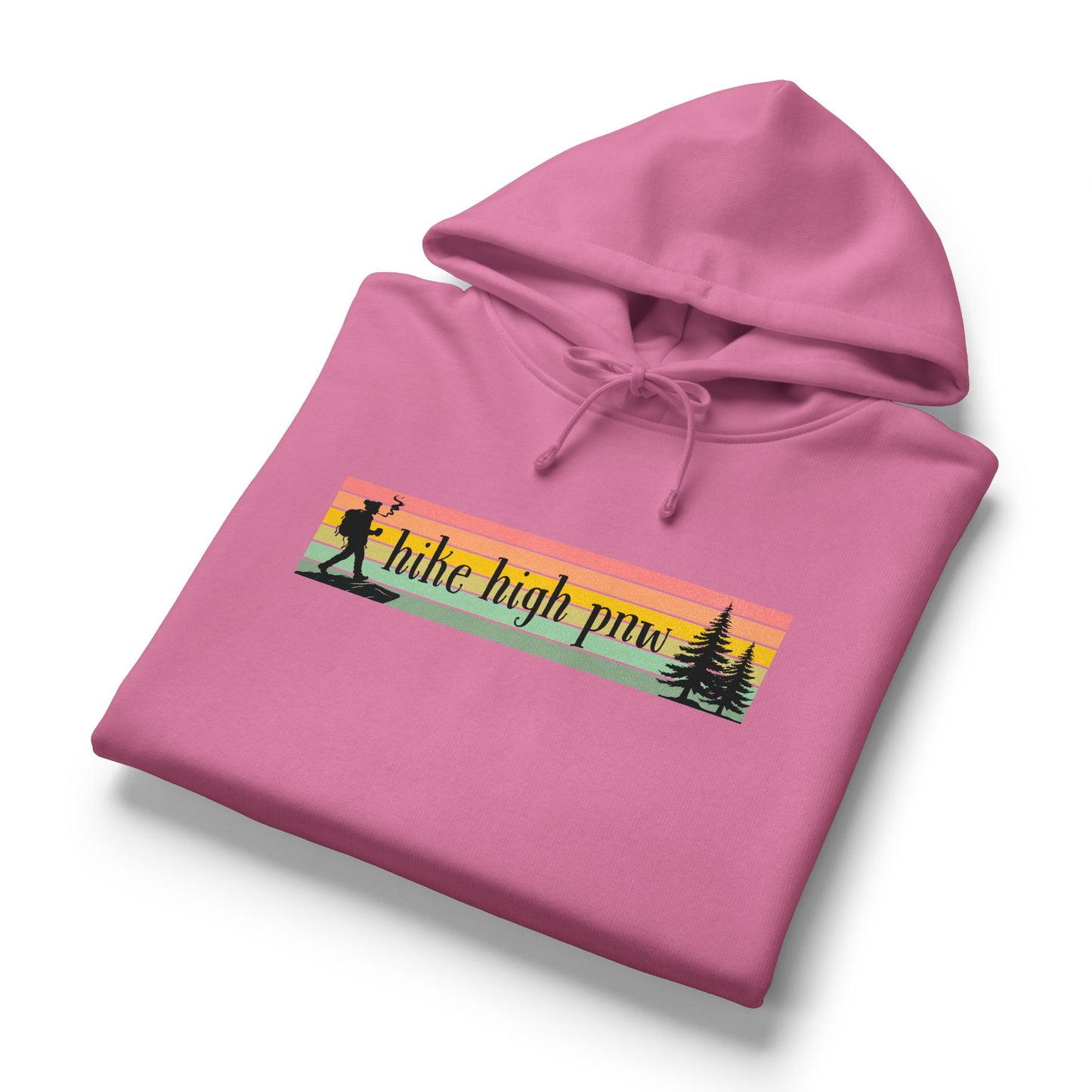 Hiking Stoner Vibes Women's Organic Hoodie – "Hike High Pnw" Retro Sunset Design