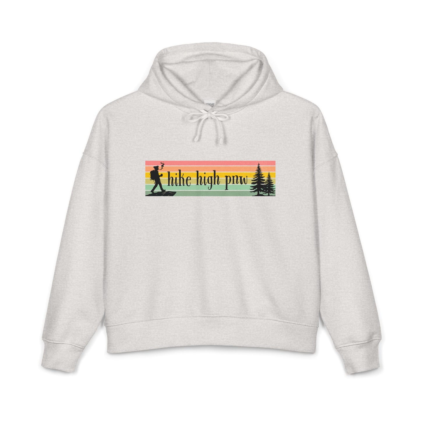 Hiking Stoner Vibes Women's Organic Hoodie – "Hike High Pnw" Retro Sunset Design