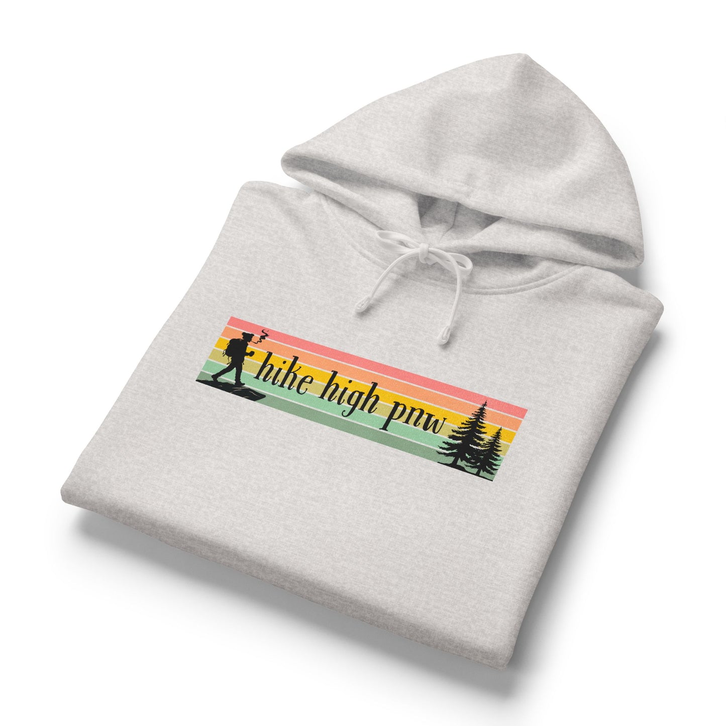 Hiking Stoner Vibes Women's Organic Hoodie – "Hike High Pnw" Retro Sunset Design