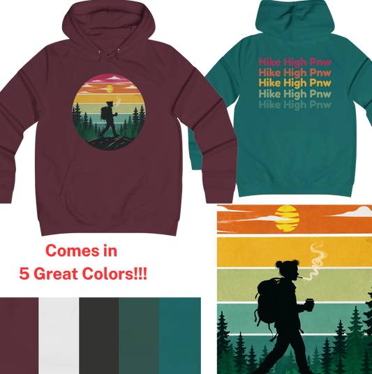Stay High Pnw Hoodie — Retro Hiking Graphic Pullover for Cozy Pnw Mornings