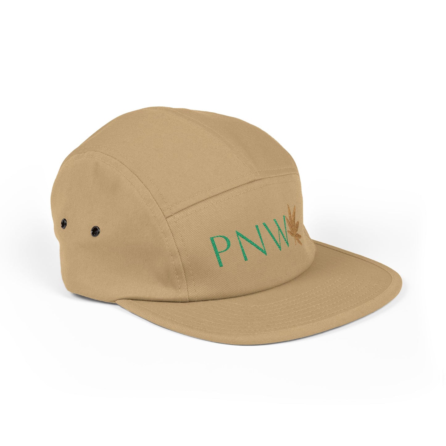 PNW Embroidered 5-Panel Cap — Discreet Leaf & Evergreen Hat
