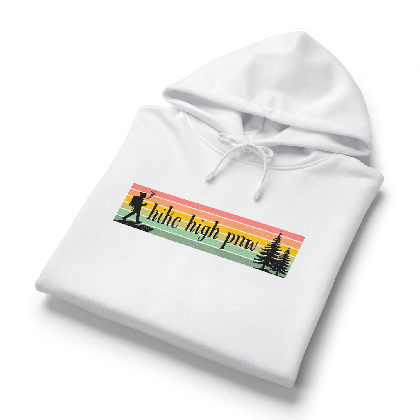 Hiking Stoner Vibes Women's Organic Hoodie – "Hike High Pnw" Retro Sunset Design