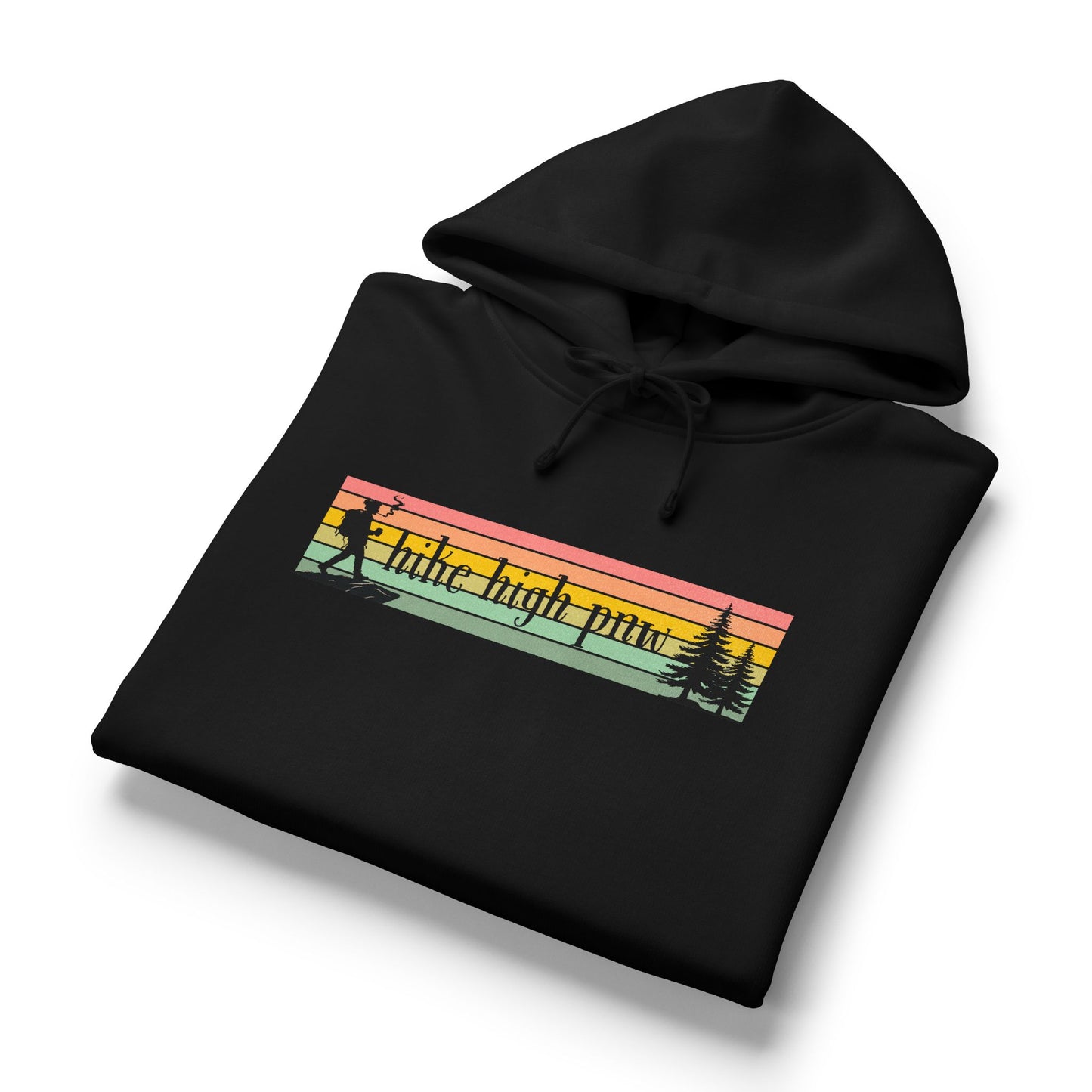 Hiking Stoner Vibes Women's Organic Hoodie – "Hike High Pnw" Retro Sunset Design