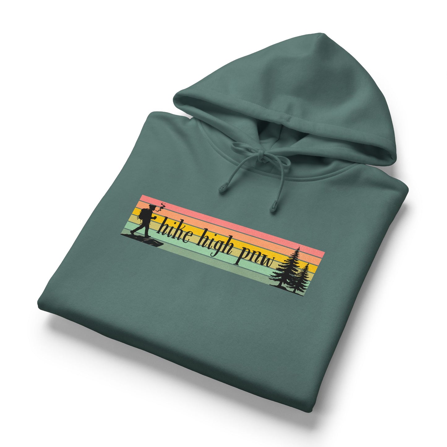 Hiking Stoner Vibes Women's Organic Hoodie – "Hike High Pnw" Retro Sunset Design